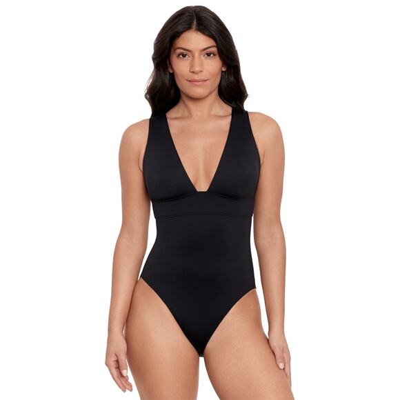 Ralph Lauren Women's Beach Club Modern V-Neck Swimsuit size 16  $140 NWOT B40 - Picture 1 of 9
